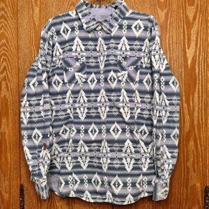 Rock&Roll Cowgirl XXL Western Aztec Print Long Sleeve Button Up Pearl Snap Shirt